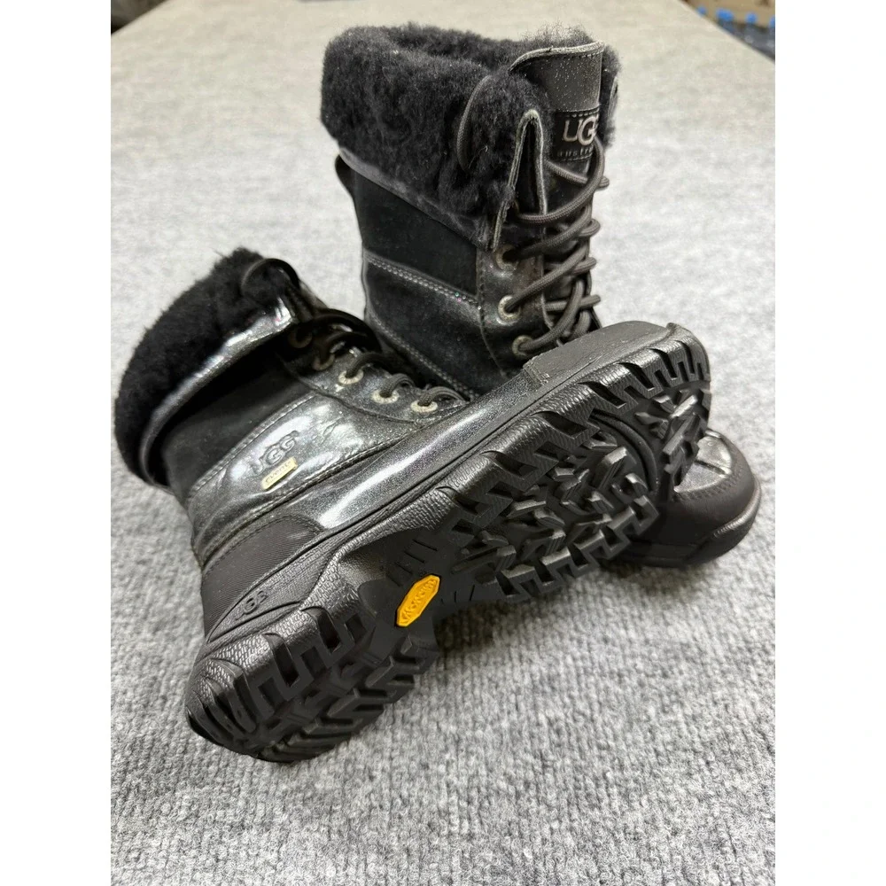 UGG Australia Adirondack II Kids Black Glitter Waterproof Snow Boots 13 1001964